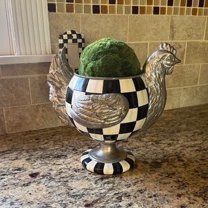 McKenzie Childs Courtly Check Chicken Planter